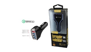 CARREGADOR USB VEICULAR  B MAX  BM8613 4 SAIDAS 36W