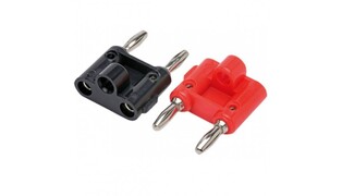 PLUG DUPLO 4MM PAR PRETO E VERMELHO