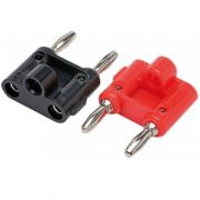 PLUG DUPLO 4MM PAR PRETO E VERMELHO